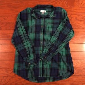 Green/Blue Boyfriend Fit Plaid Shirt